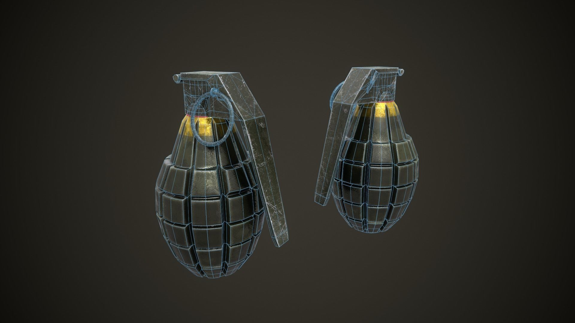 Simple Grenade Low-poly 3D model_1