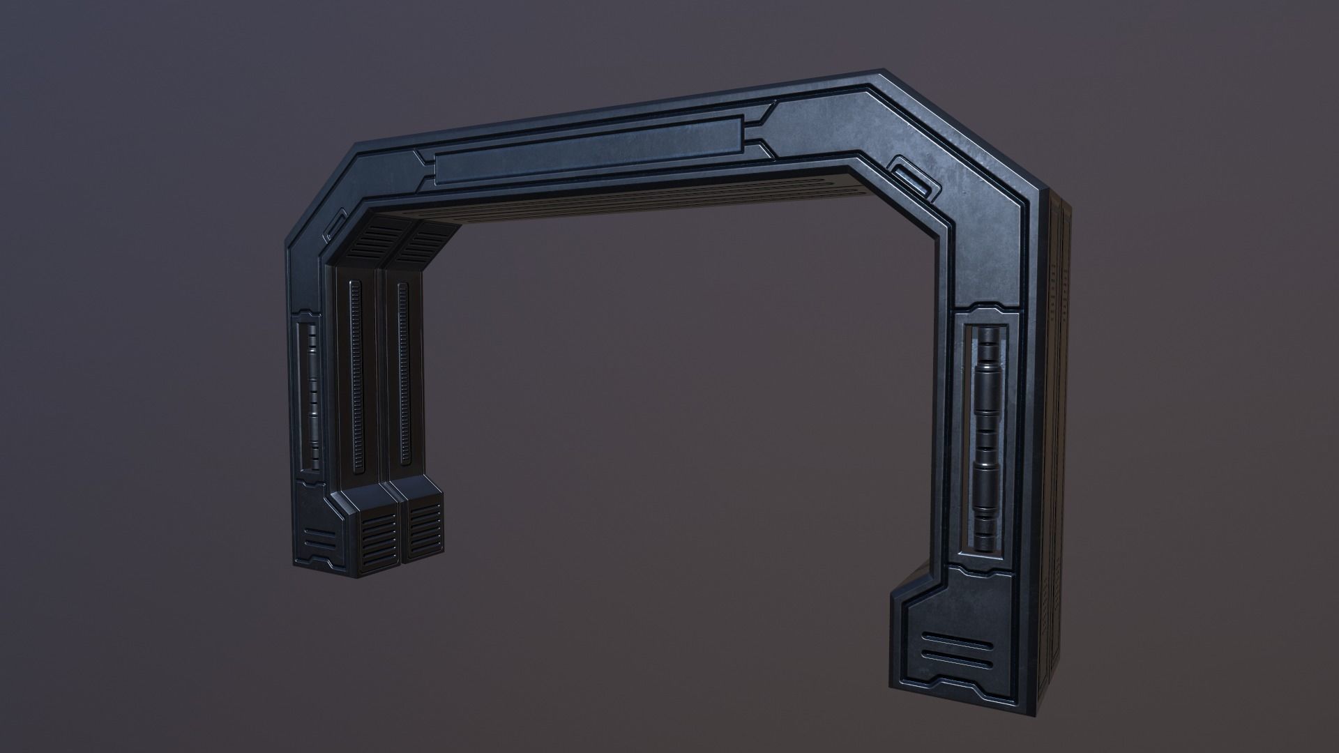 Sci Metal Door Low-poly 3D model_5