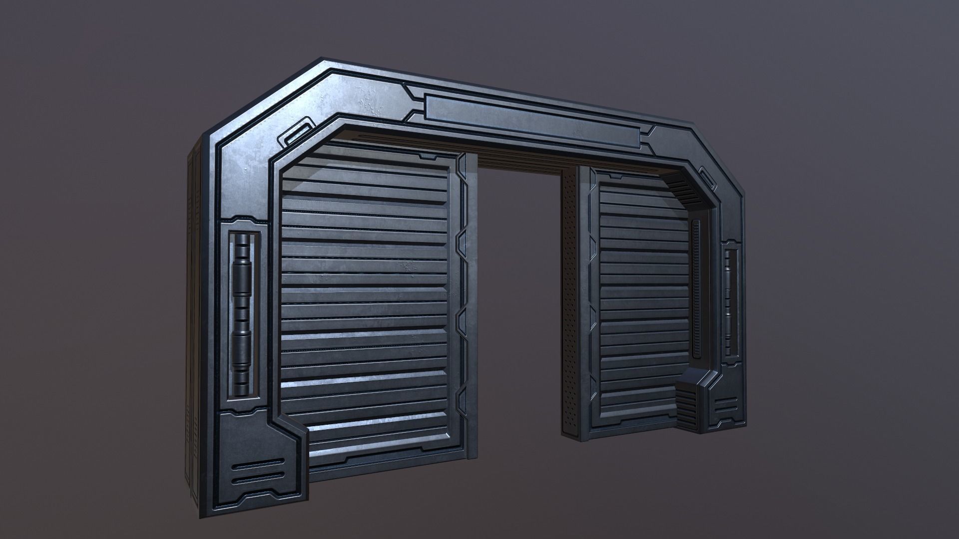 Sci Metal Door Low-poly 3D model_3