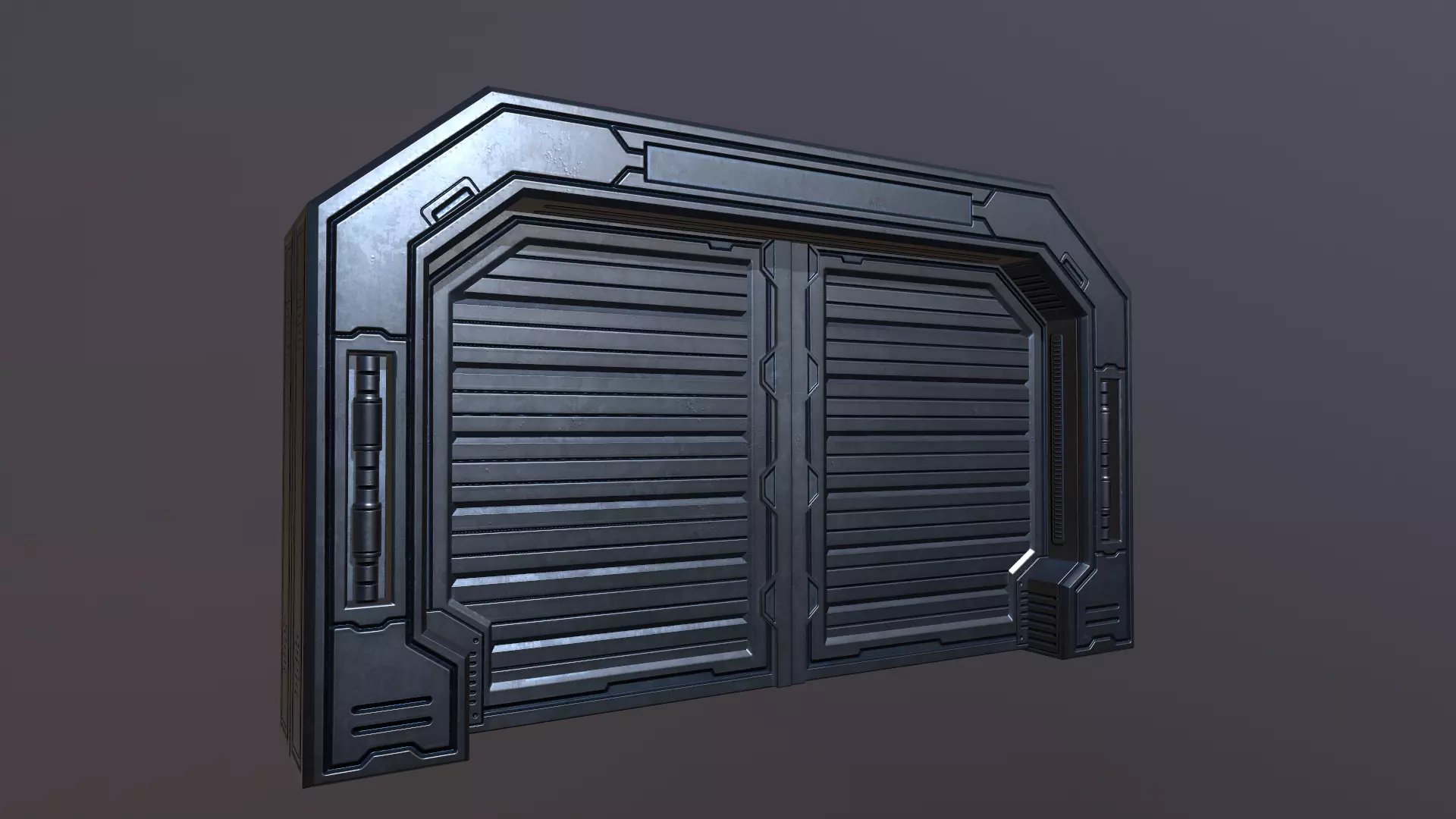 Sci Metal Door Low-poly 3D model_0