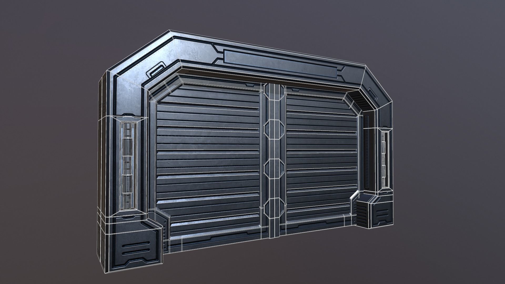 Sci Metal Door Low-poly 3D model_2