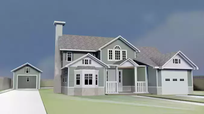 Craftsman House With a Pool and Garage 