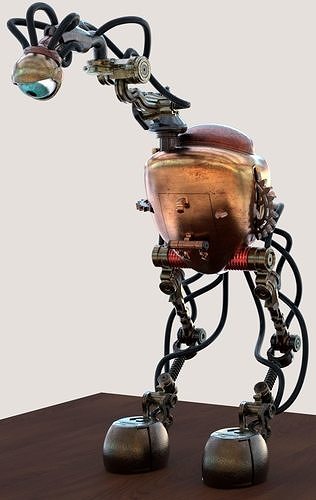 Steampunk Robot NIGEL - MAYA 2020  OBJ CAD - 3D Print Ready Free 3D print model