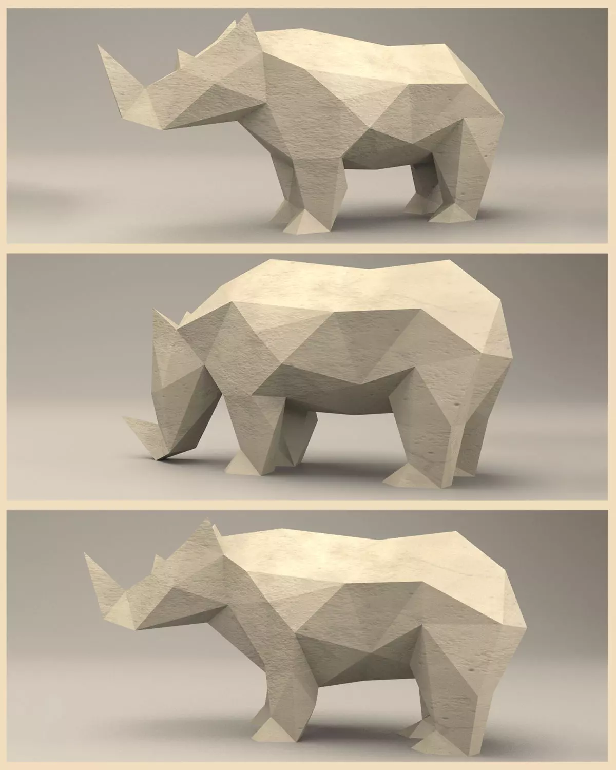 3 Shades Modern Sculpture of Rhino 3D print model_0