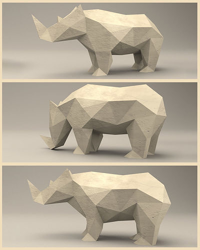 3 Shades Modern Sculpture of Rhino 3D print model