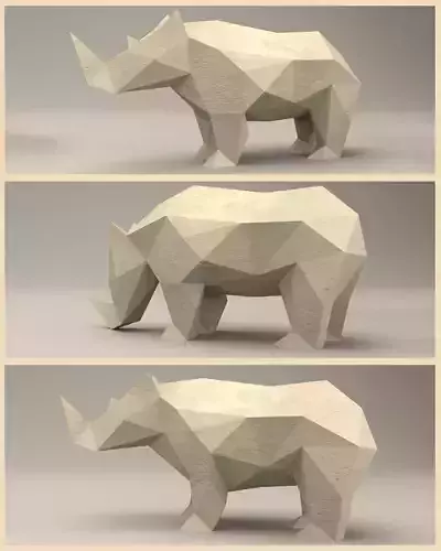 3 Shades Modern Sculpture of Rhino 3D print model