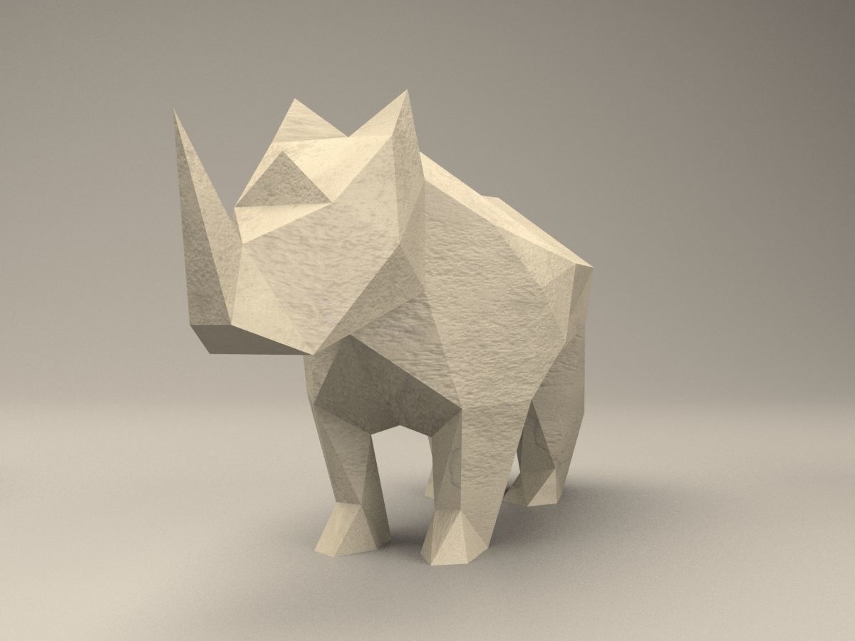 3 Shades Modern Sculpture of Rhino 3D print model_1