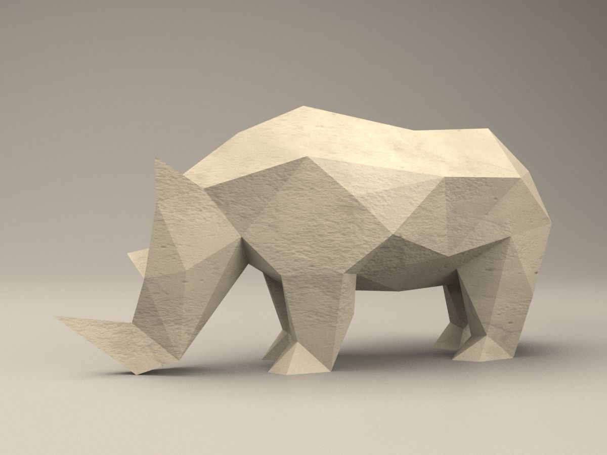 3 Shades Modern Sculpture of Rhino 3D print model_5