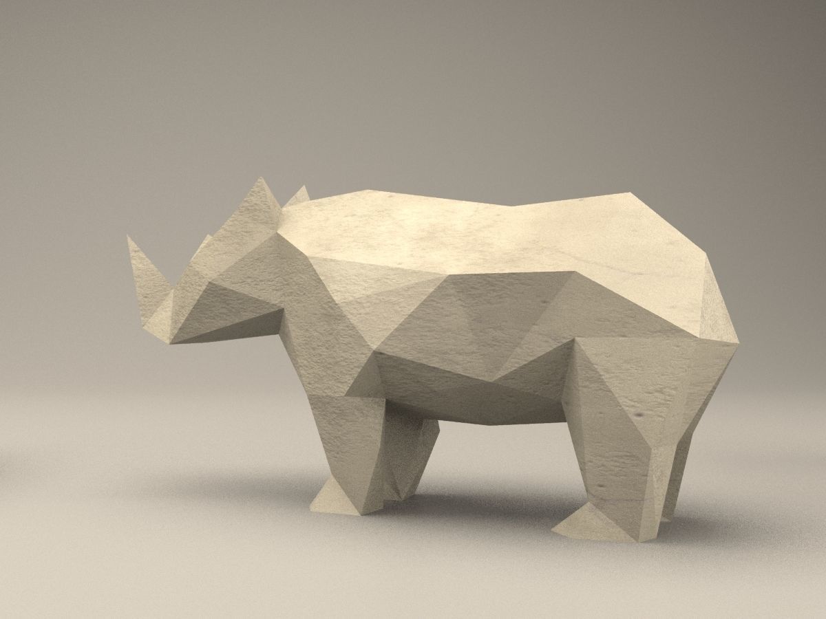 3 Shades Modern Sculpture of Rhino 3D print model_3