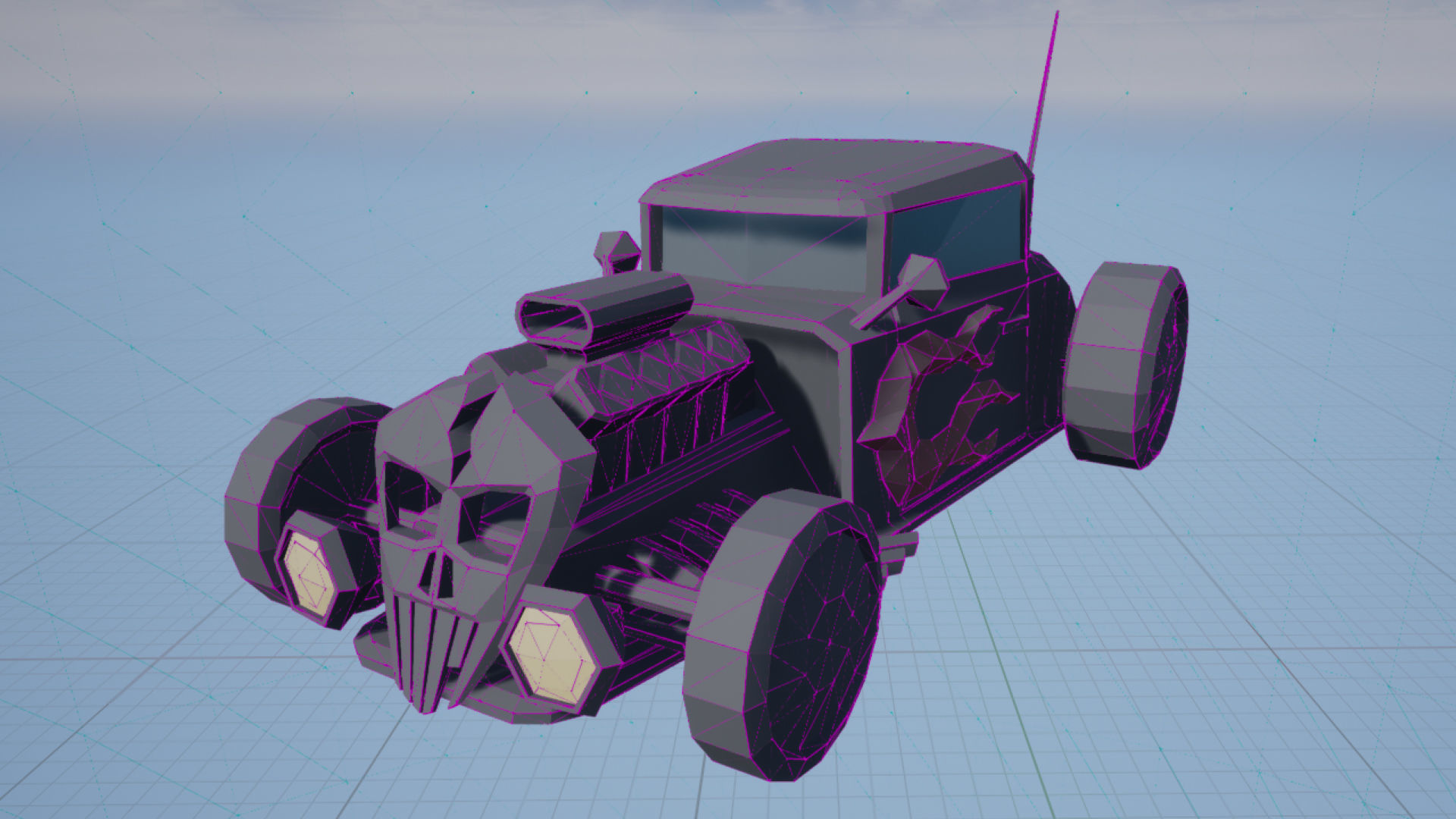 Hot Rod Polygonal Car Model - Game Ready Low-poly 3D model_6