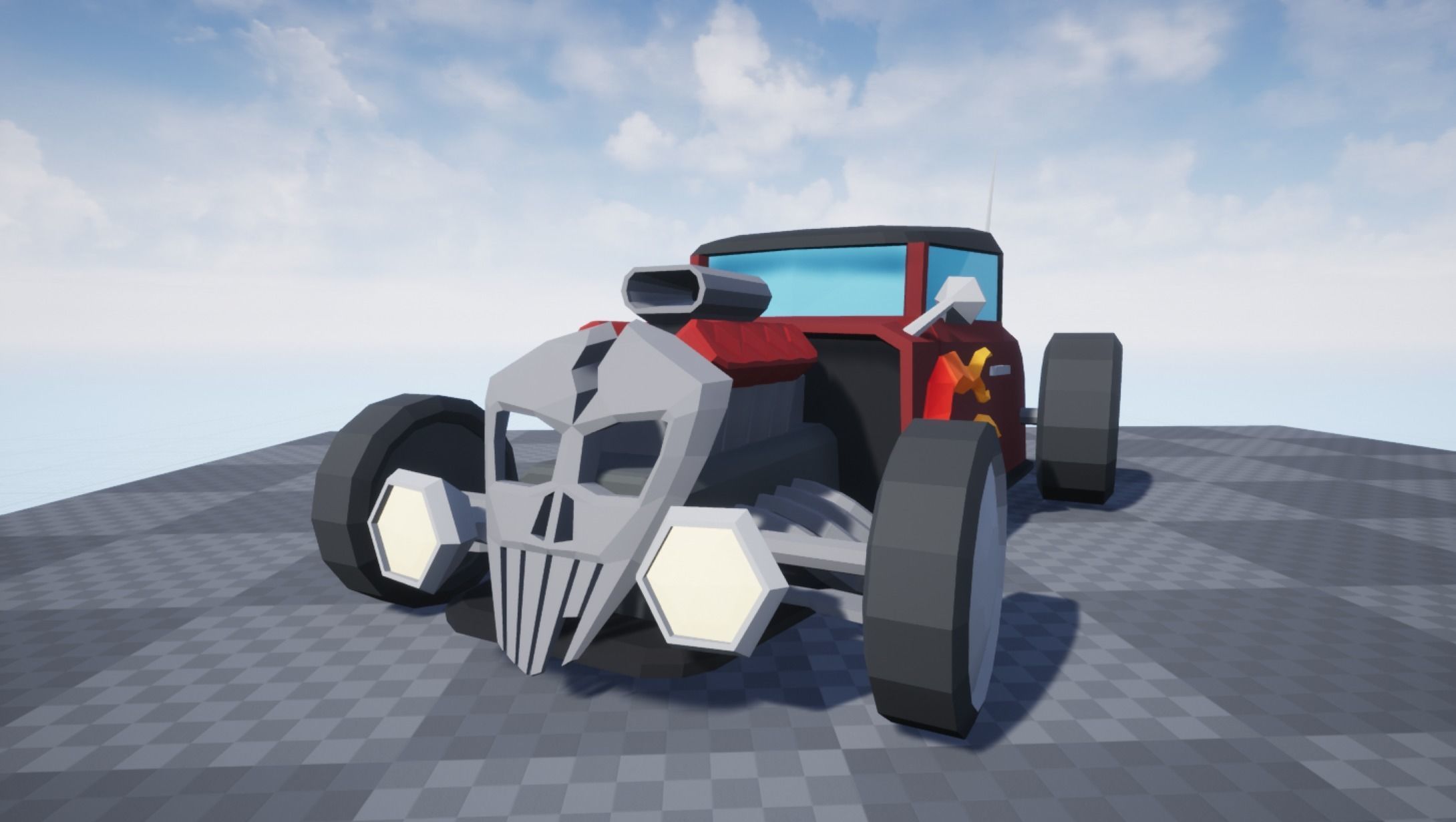 Hot Rod Polygonal Car Model - Game Ready Low-poly 3D model_5