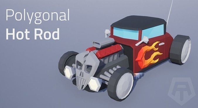 Hot Rod Polygonal Car Model - Game Ready Low-poly 3D model