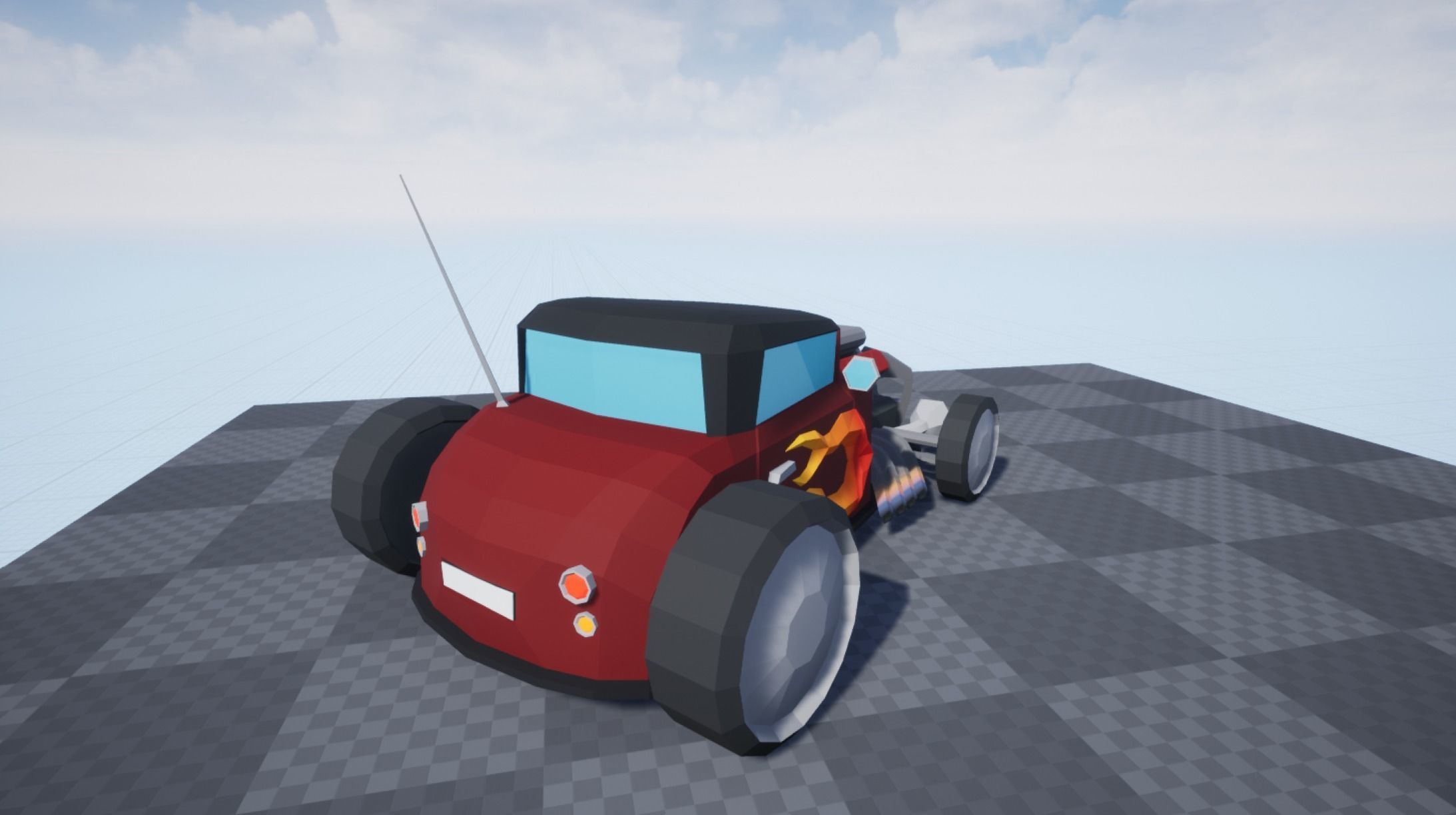 Hot Rod Polygonal Car Model - Game Ready Low-poly 3D model_4