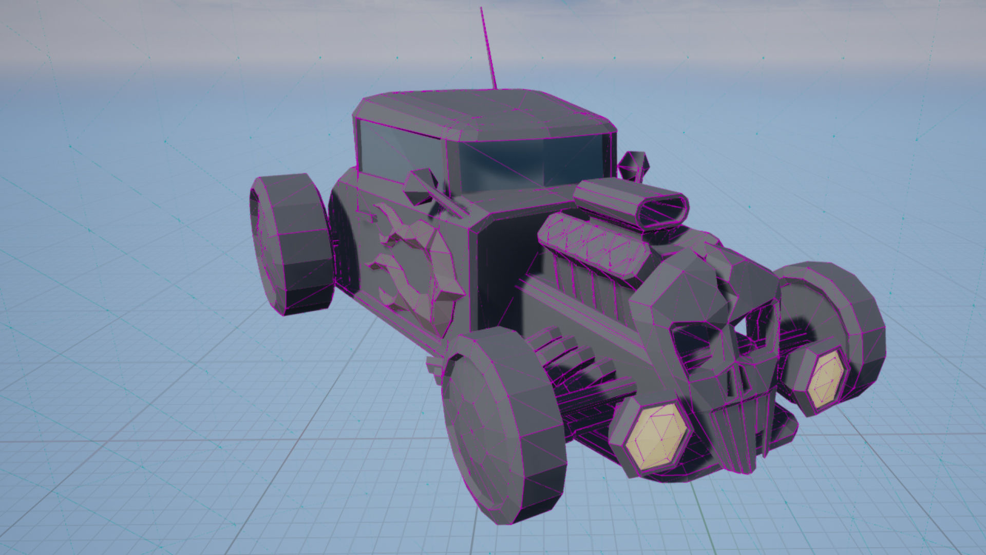 Hot Rod Polygonal Car Model - Game Ready Low-poly 3D model_7