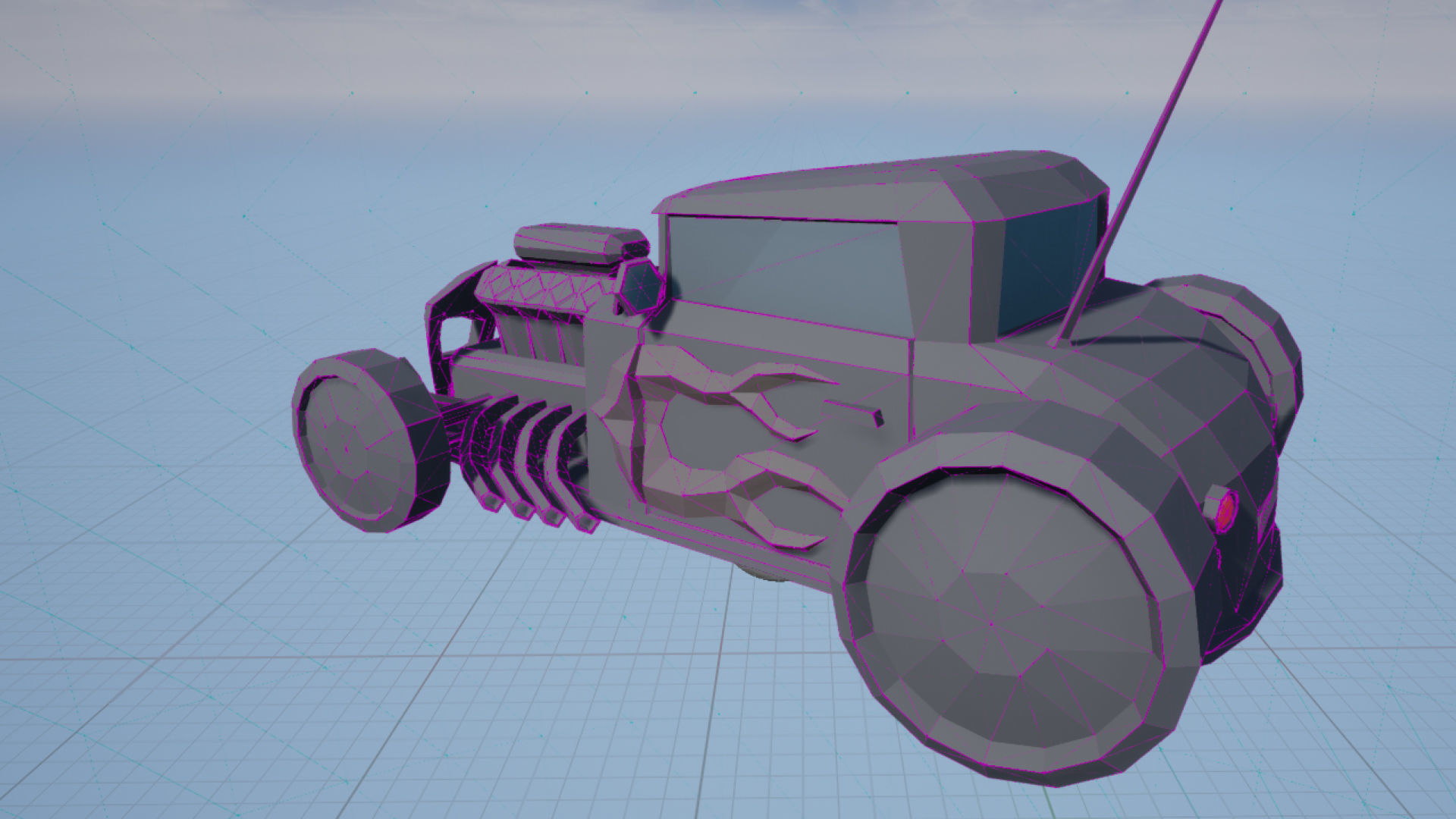 Hot Rod Polygonal Car Model - Game Ready Low-poly 3D model_9