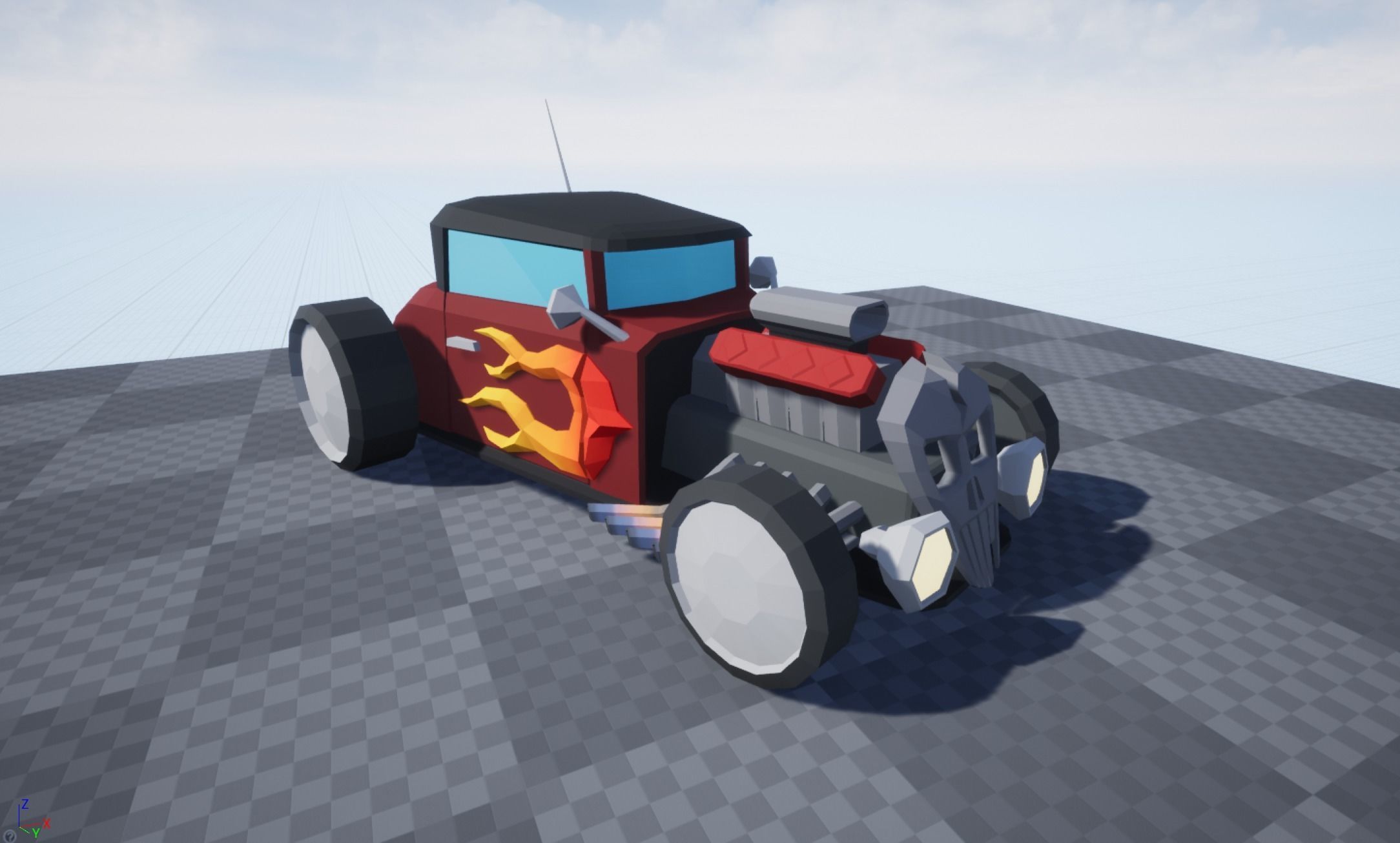 Hot Rod Polygonal Car Model - Game Ready Low-poly 3D model_2