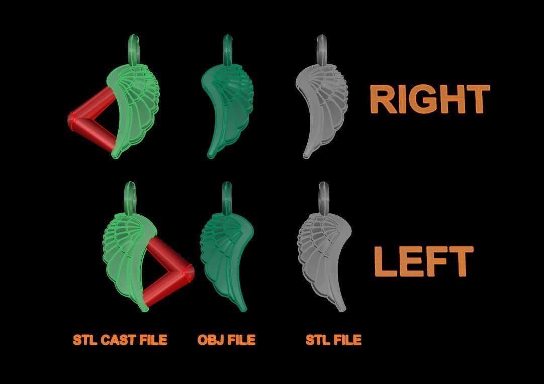 ANGEL WING DOUBLE SIDES PENDANT SMALL SIZE 3D print model_7