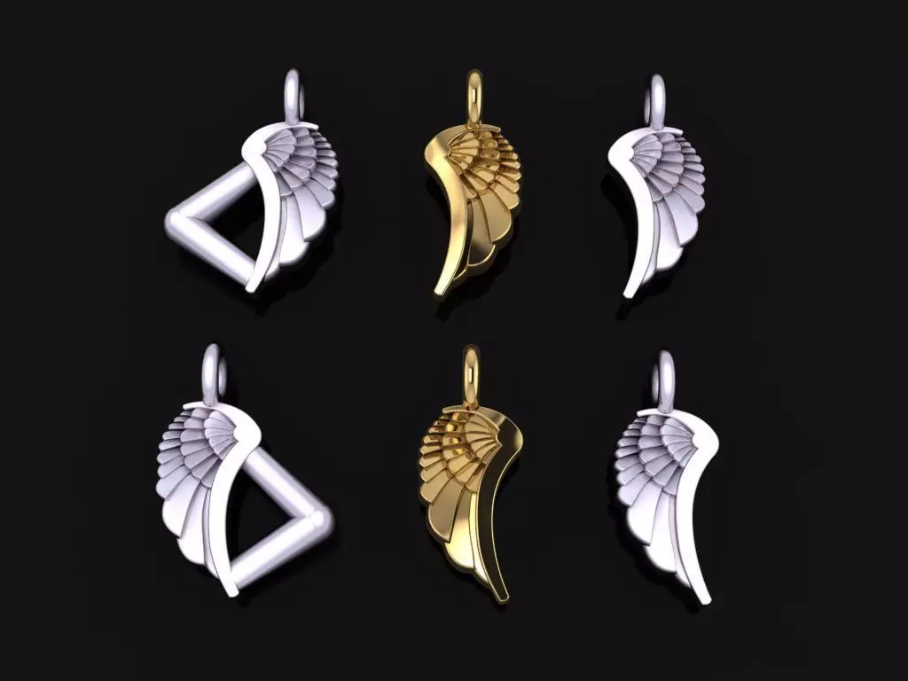 ANGEL WING DOUBLE SIDES PENDANT SMALL SIZE 3D print model_0