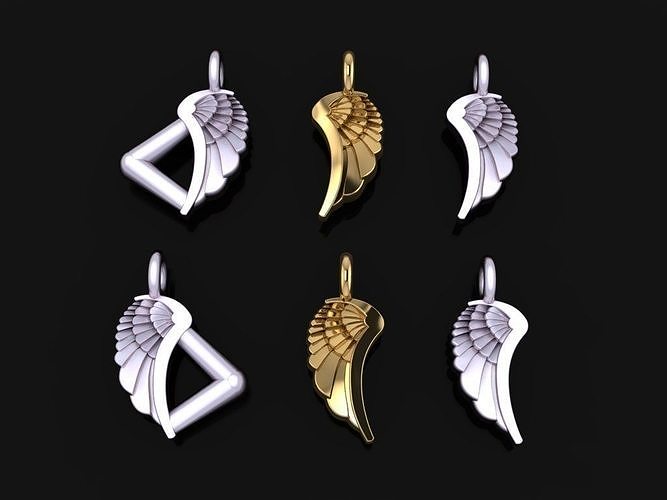 ANGEL WING DOUBLE SIDES PENDANT SMALL SIZE 3D print model