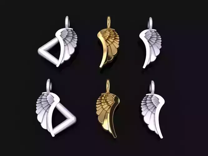 ANGEL WING DOUBLE SIDES PENDANT SMALL SIZE 3D print model