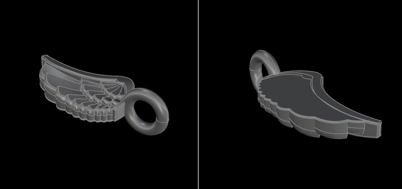 ANGEL WING DOUBLE SIDES PENDANT SMALL SIZE 3D print model_13