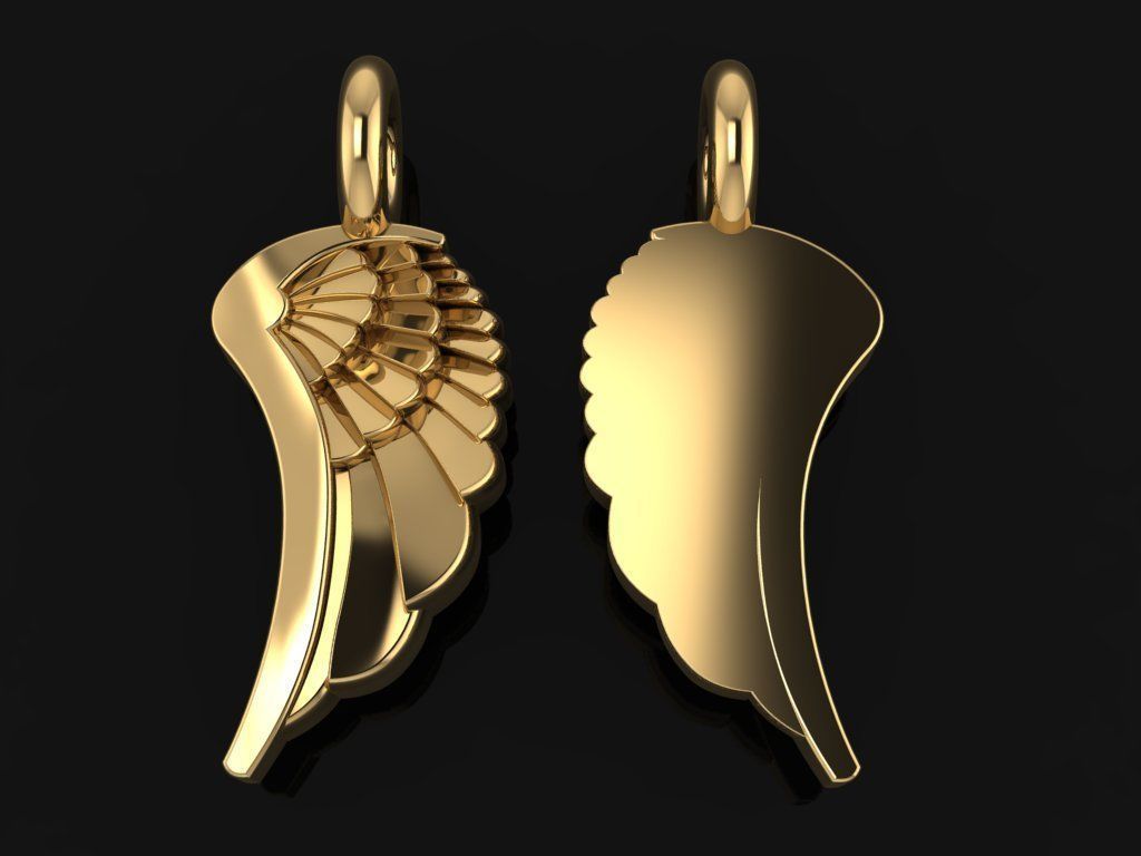 ANGEL WING DOUBLE SIDES PENDANT SMALL SIZE 3D print model_2