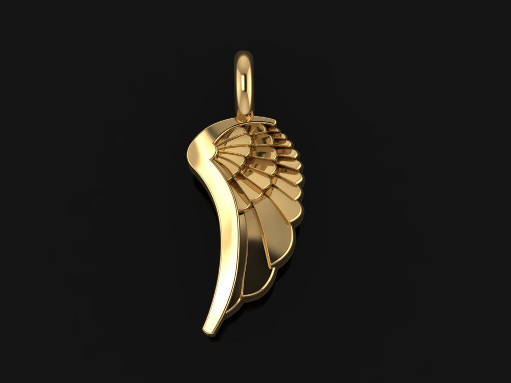 ANGEL WING DOUBLE SIDES PENDANT SMALL SIZE 3D print model_3