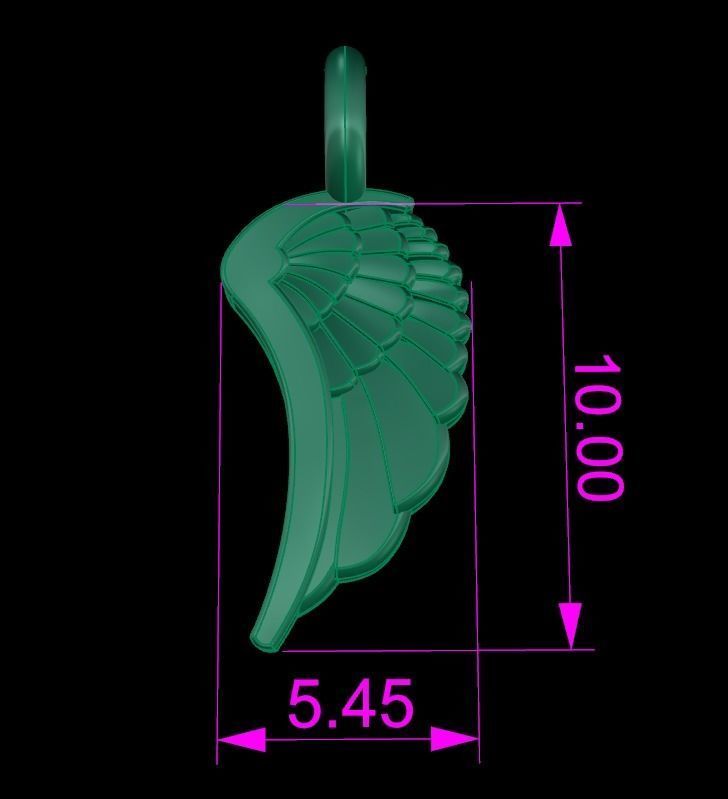ANGEL WING DOUBLE SIDES PENDANT SMALL SIZE 3D print model_9