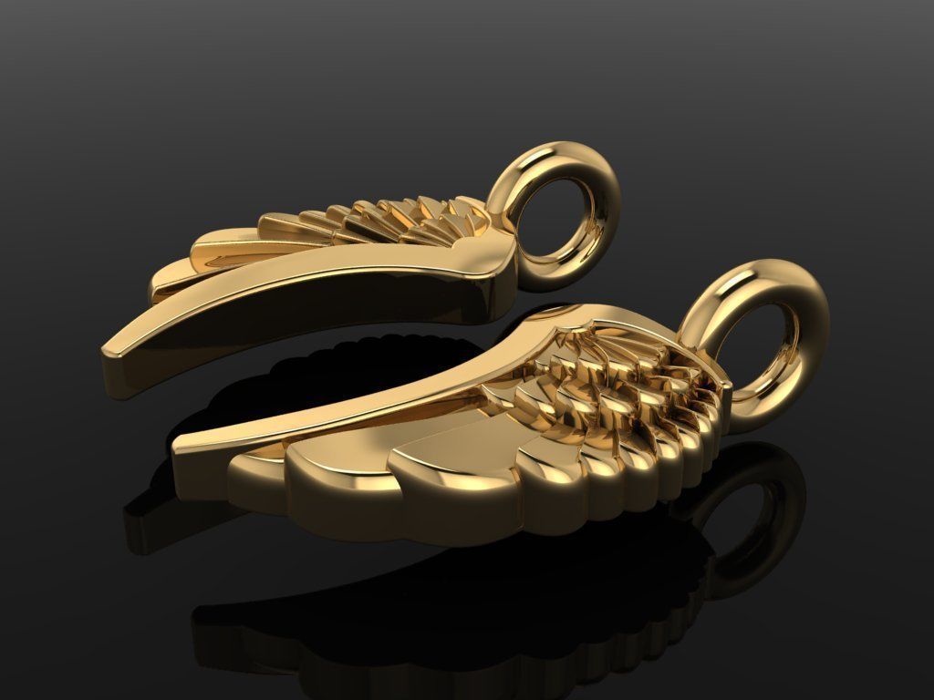 ANGEL WING DOUBLE SIDES PENDANT SMALL SIZE 3D print model_5