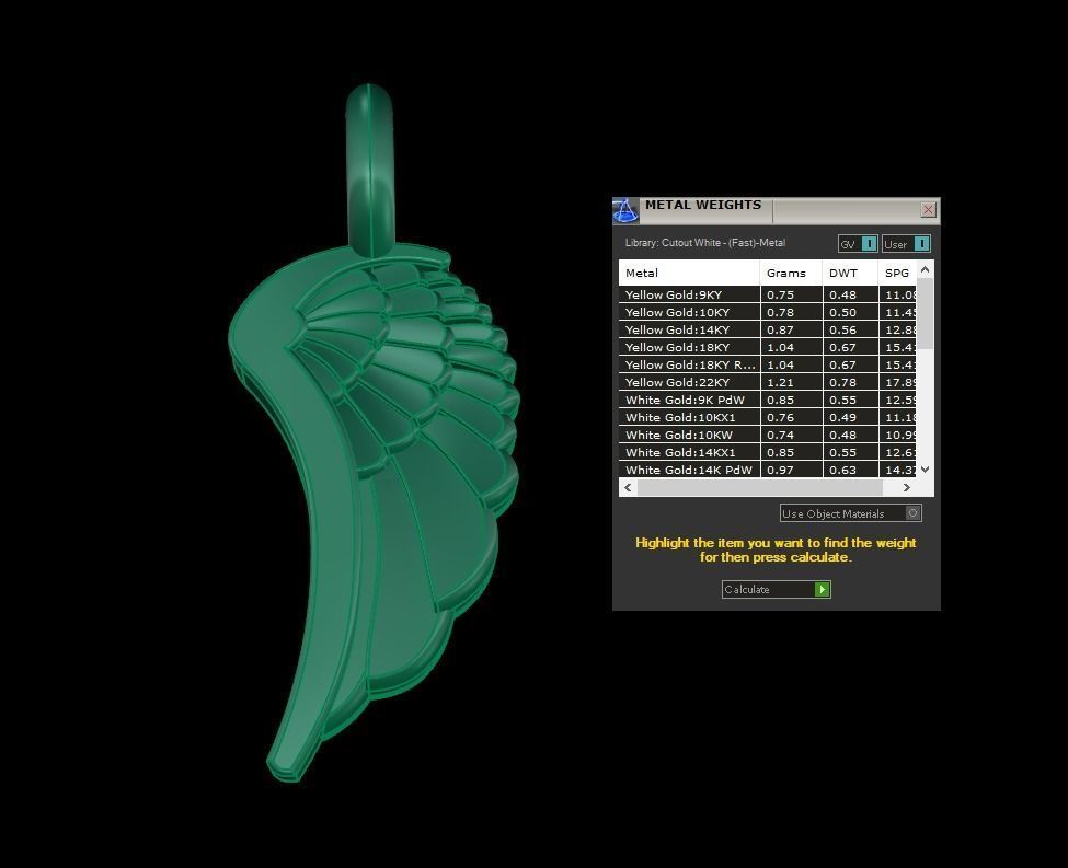 ANGEL WING DOUBLE SIDES PENDANT SMALL SIZE 3D print model_8