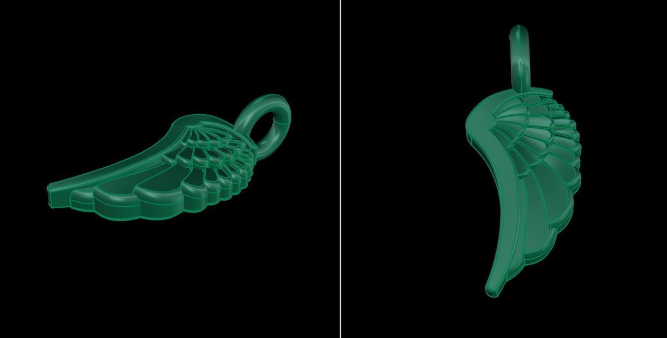 ANGEL WING DOUBLE SIDES PENDANT SMALL SIZE 3D print model_12