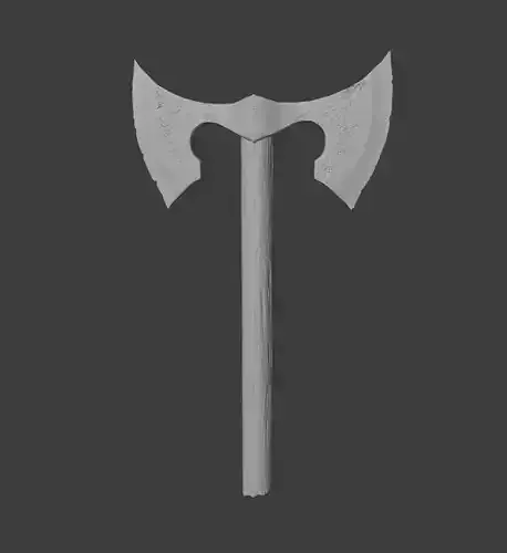 Double-sided Axe High and Low Poly Meshes