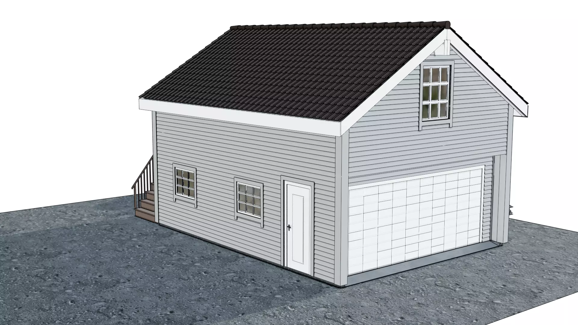 Double garage  3D model_0