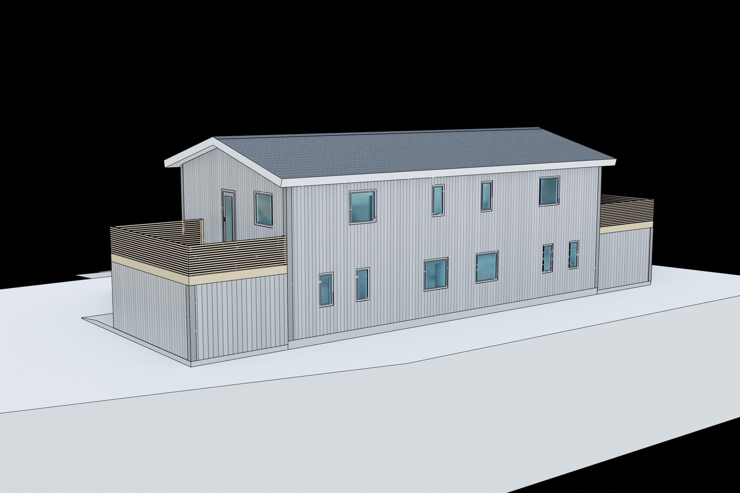 Semi-detached house 3D model_3