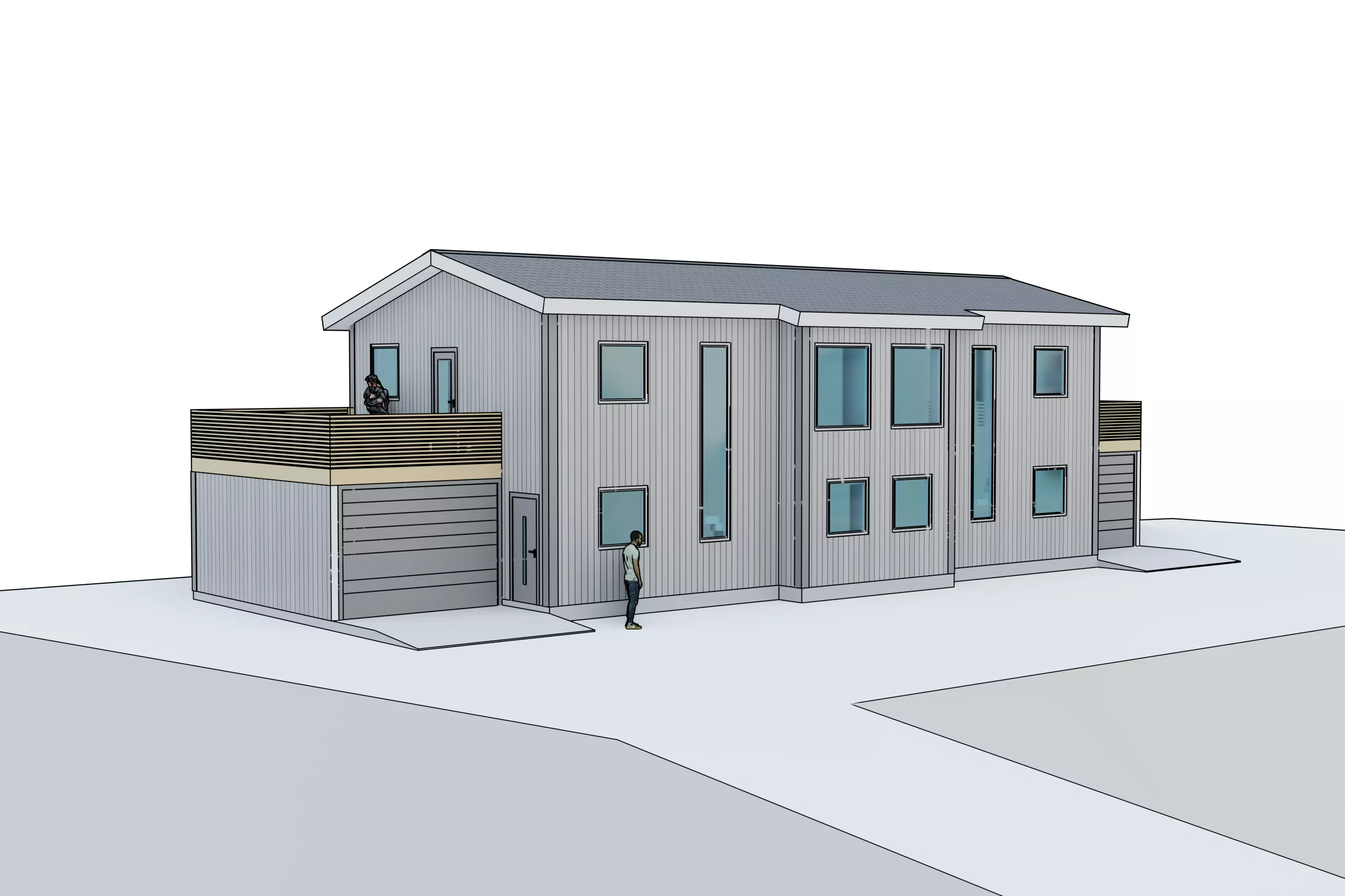 Semi-detached house 3D model_0