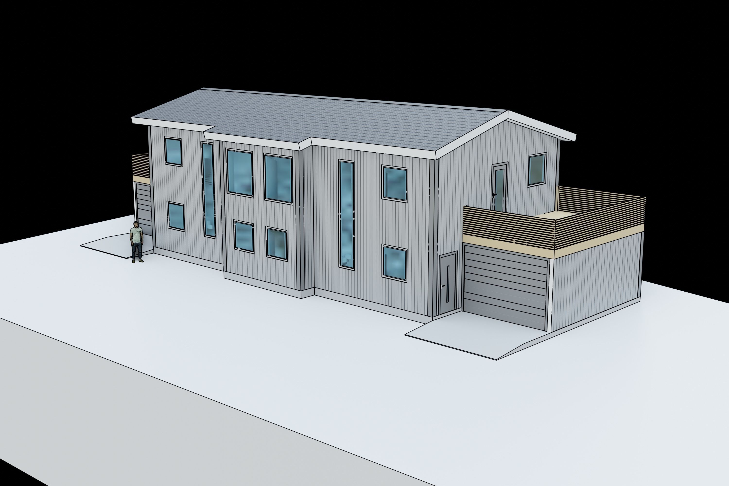 Semi-detached house 3D model_2