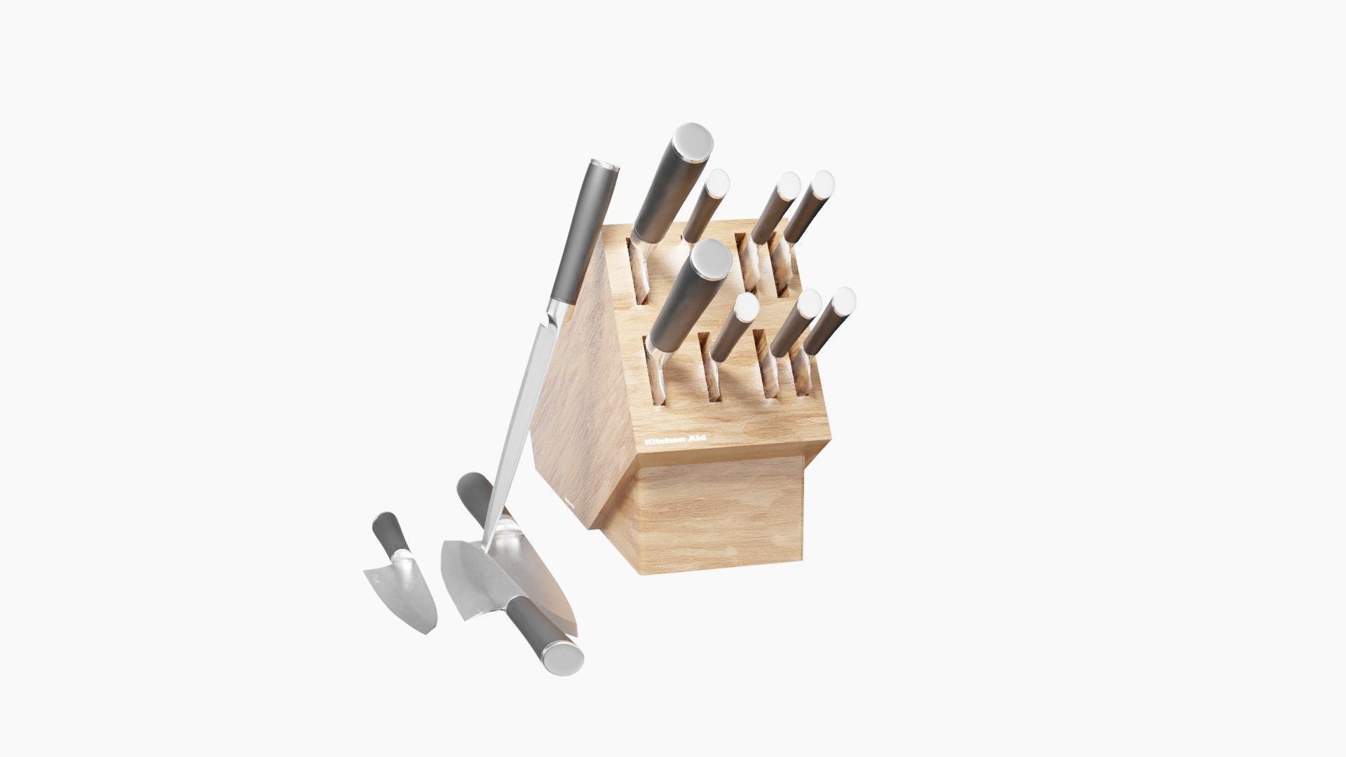 set of kitchen knives Low-poly 3D model_5