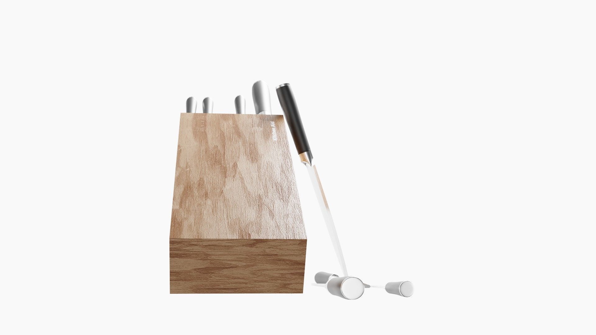 set of kitchen knives Low-poly 3D model_7