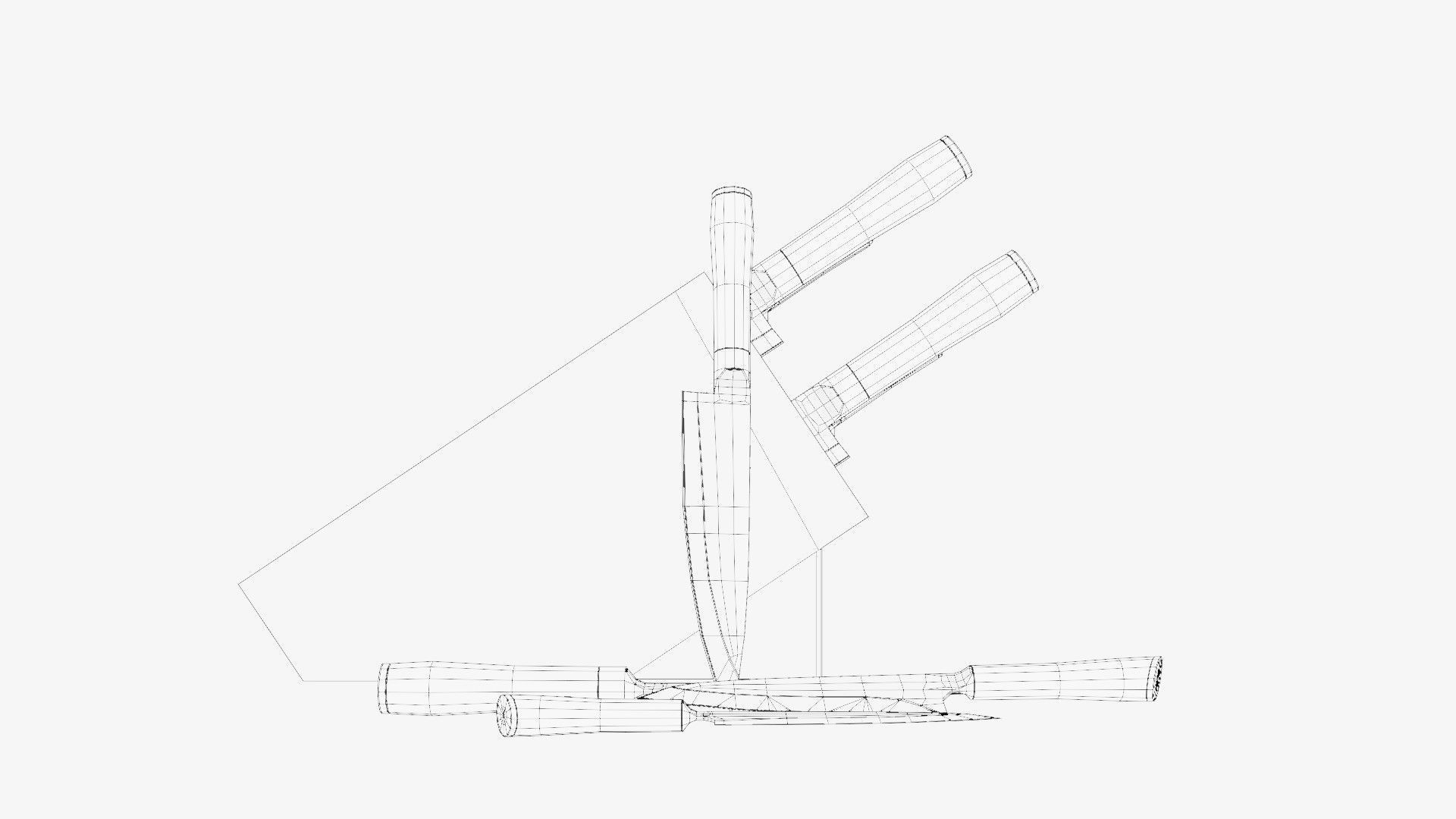set of kitchen knives Low-poly 3D model_11