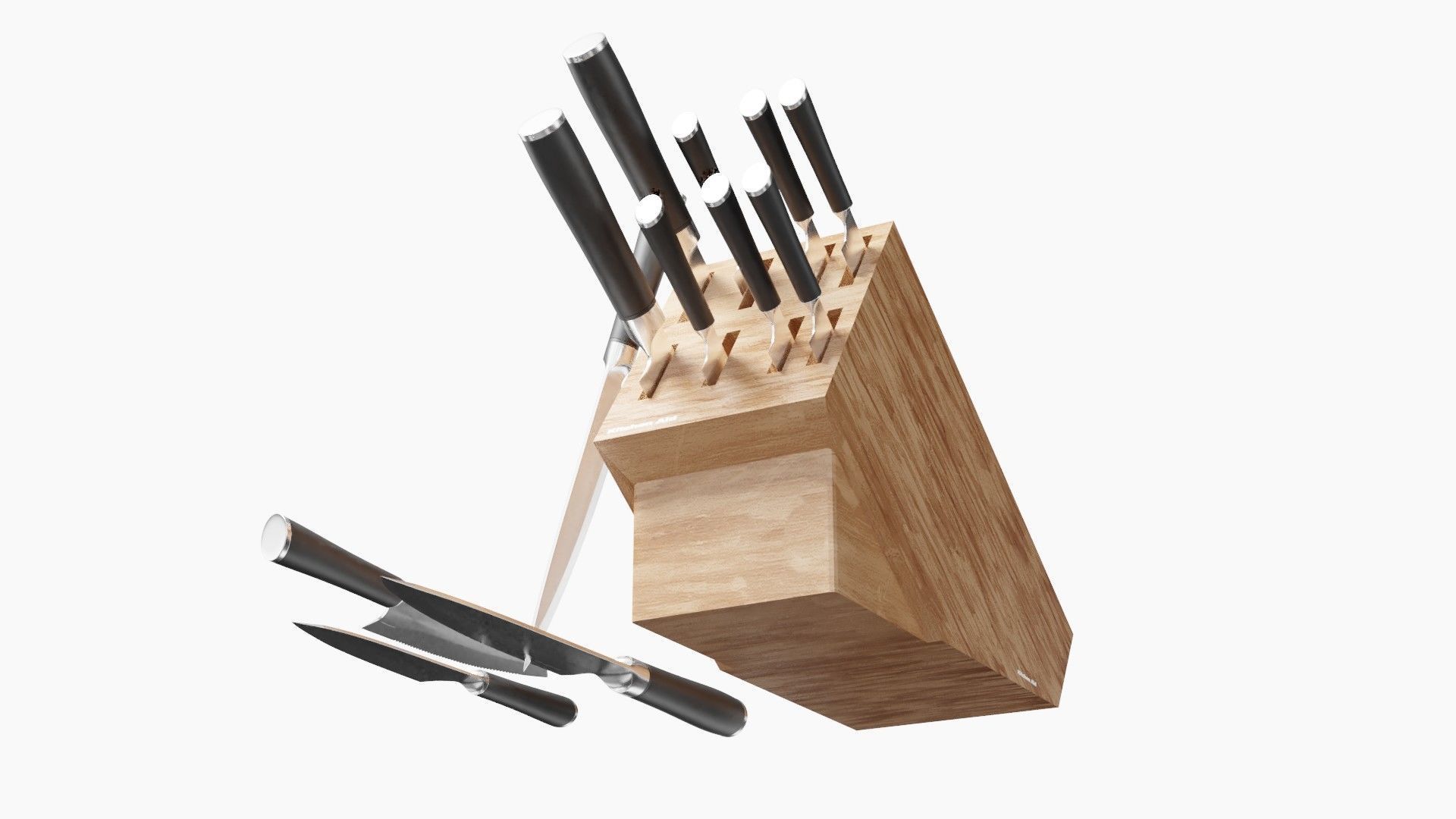 set of kitchen knives Low-poly 3D model_6