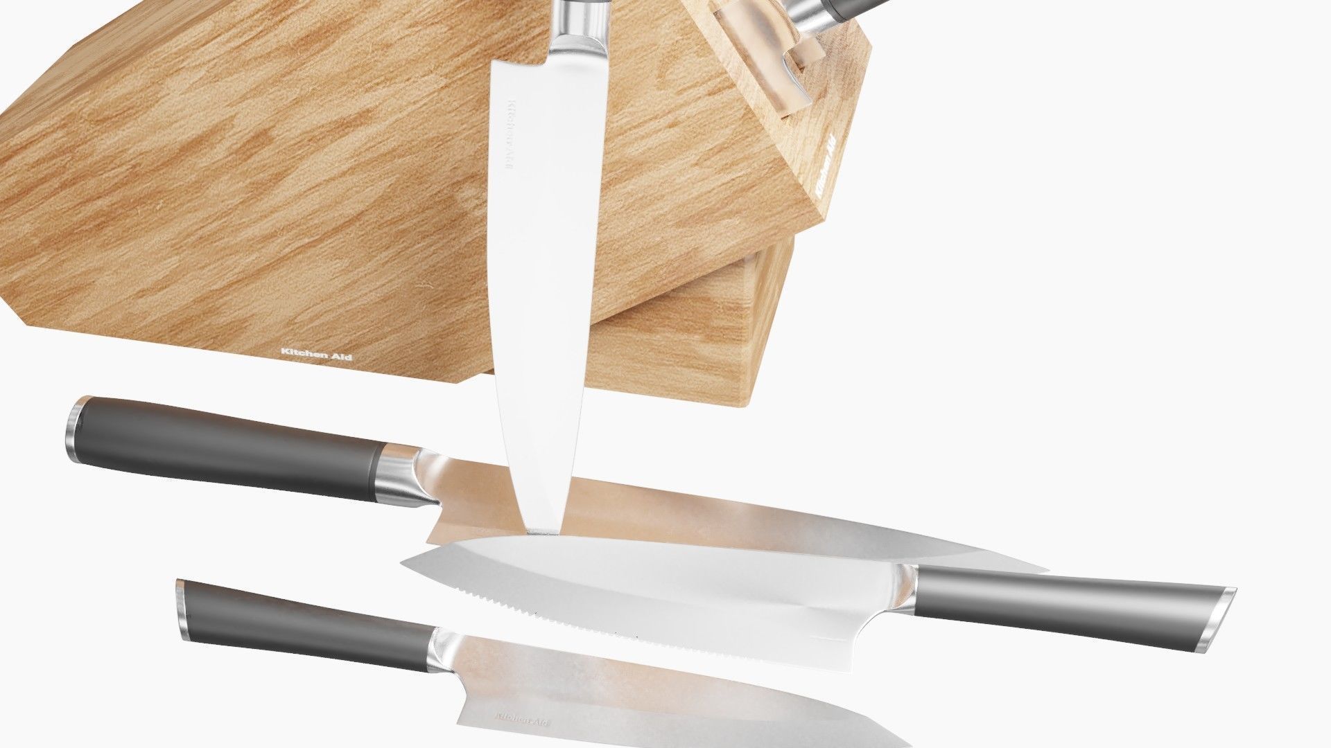 set of kitchen knives Low-poly 3D model_8