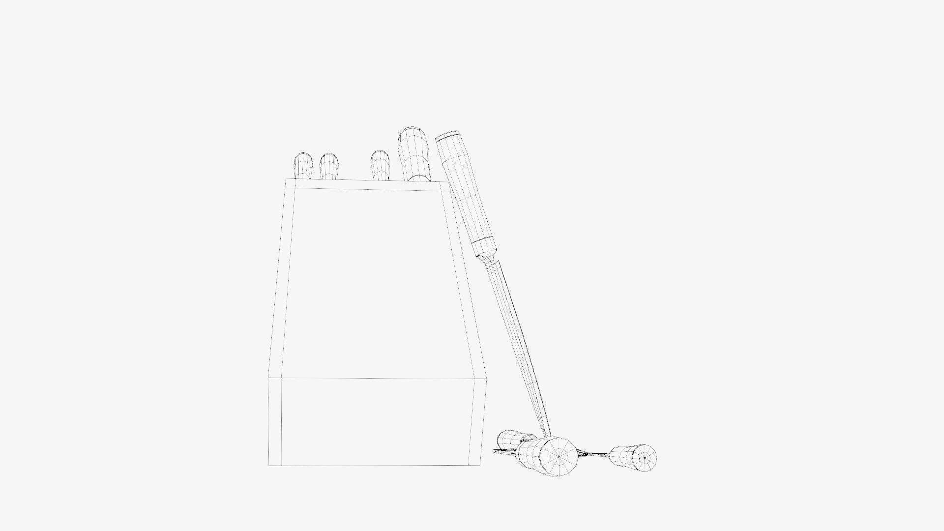 set of kitchen knives Low-poly 3D model_16