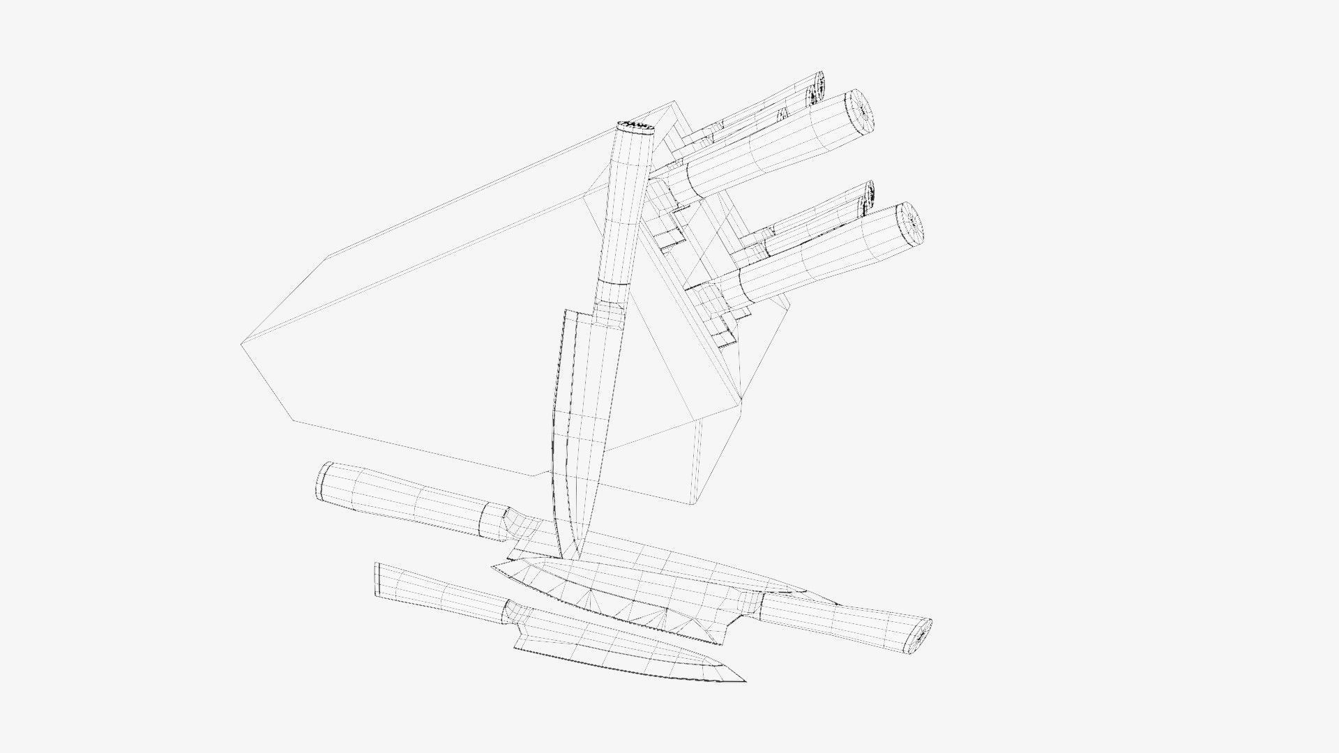 set of kitchen knives Low-poly 3D model_12