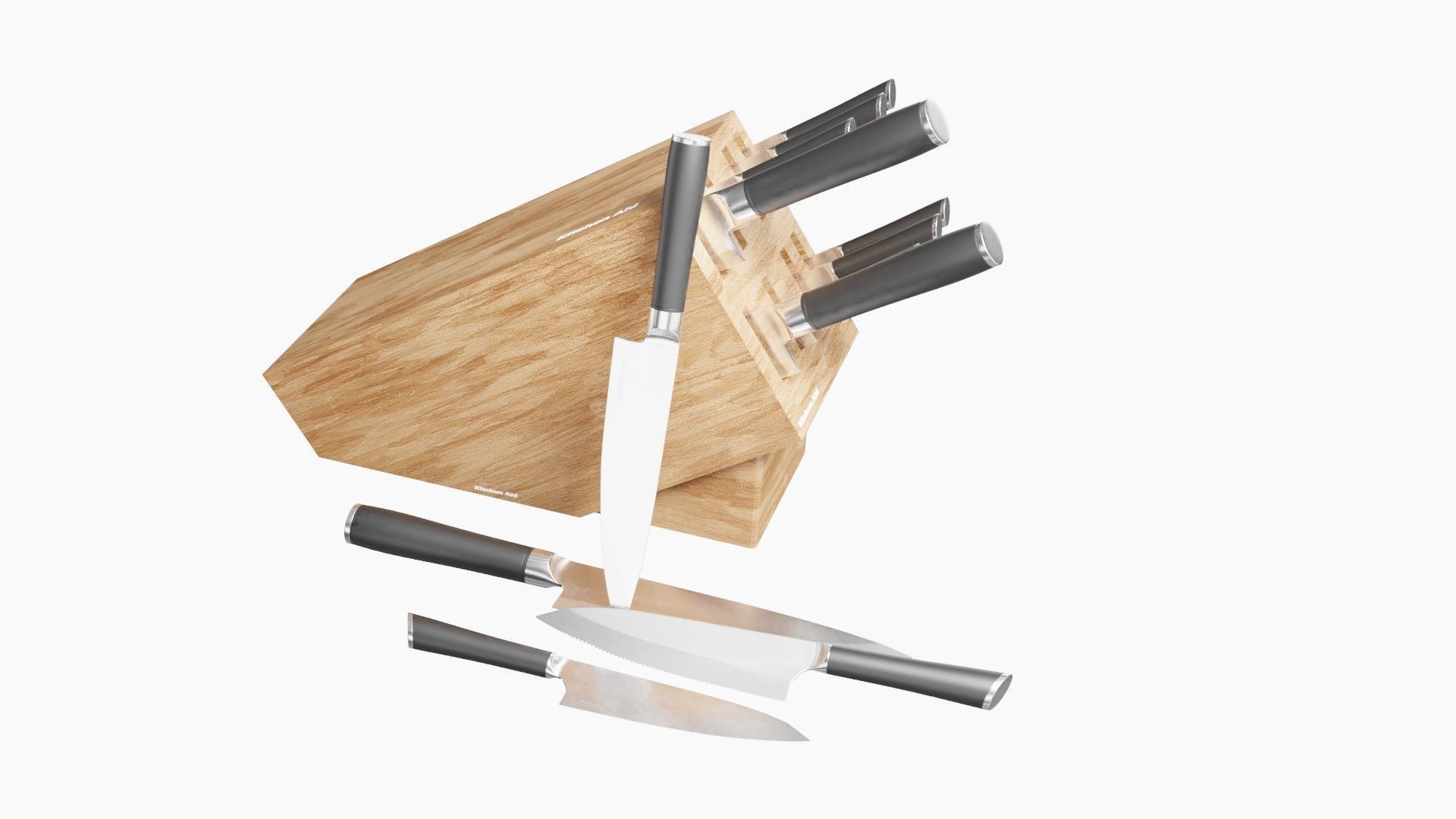 set of kitchen knives Low-poly 3D model_3