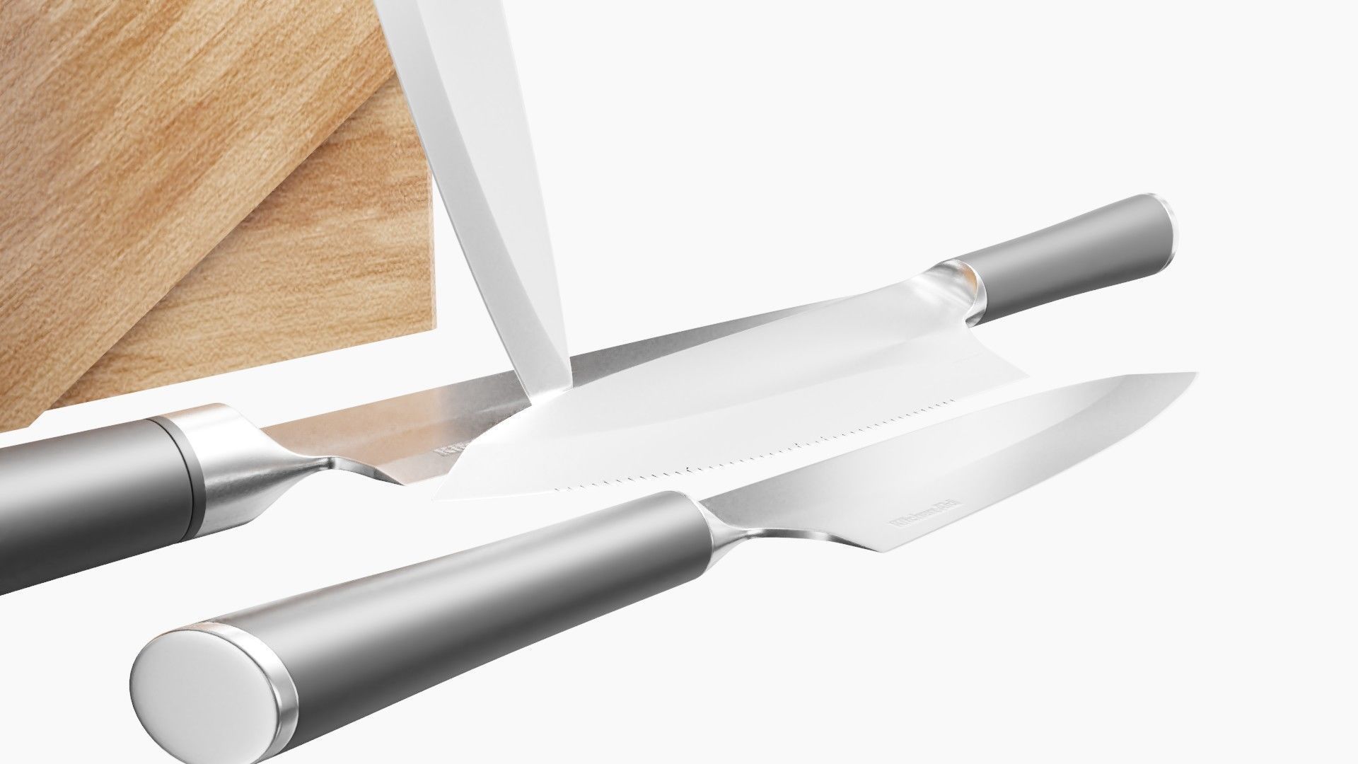 set of kitchen knives Low-poly 3D model_9