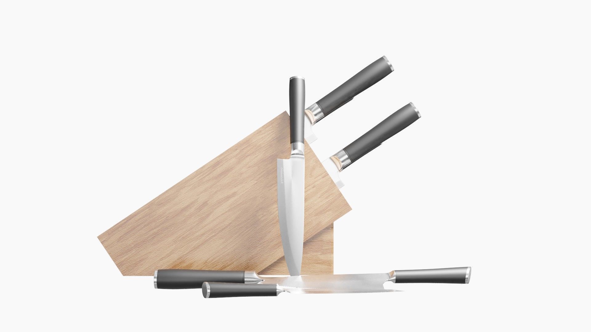 set of kitchen knives Low-poly 3D model_2