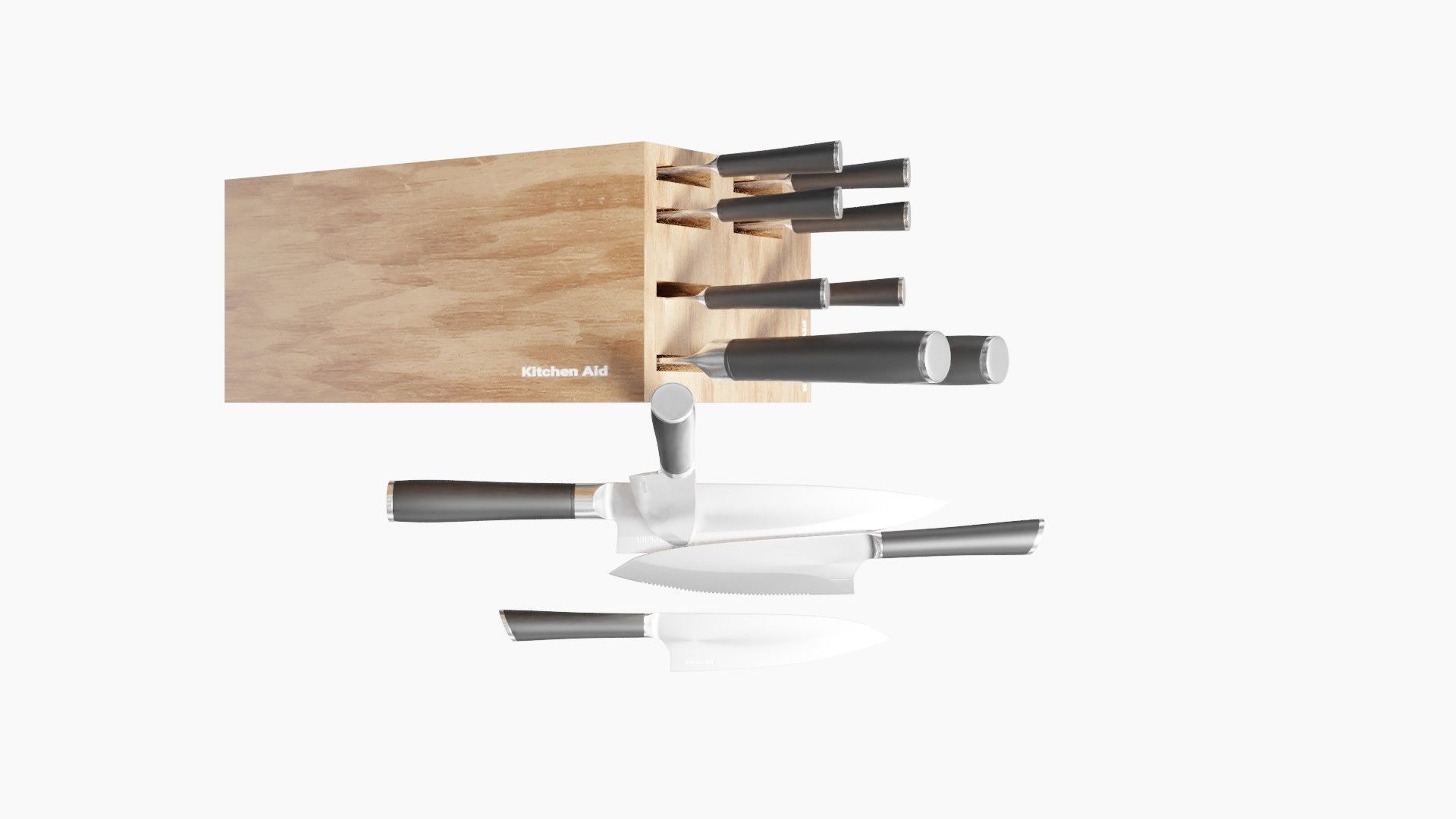 set of kitchen knives Low-poly 3D model_4