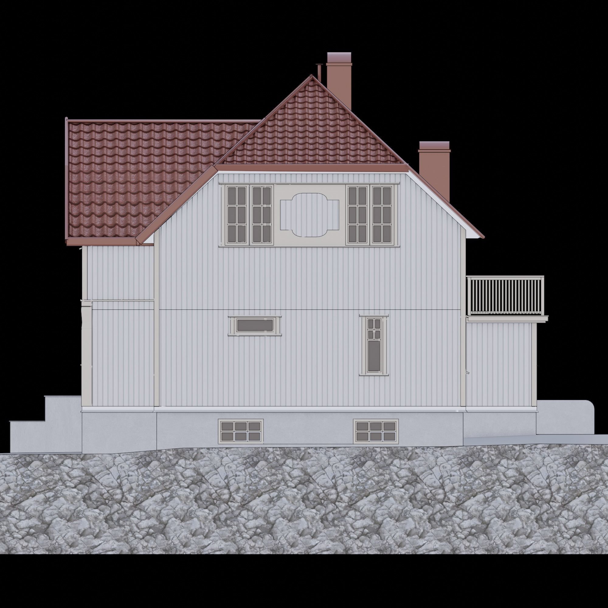 Castle style house 3D model_8