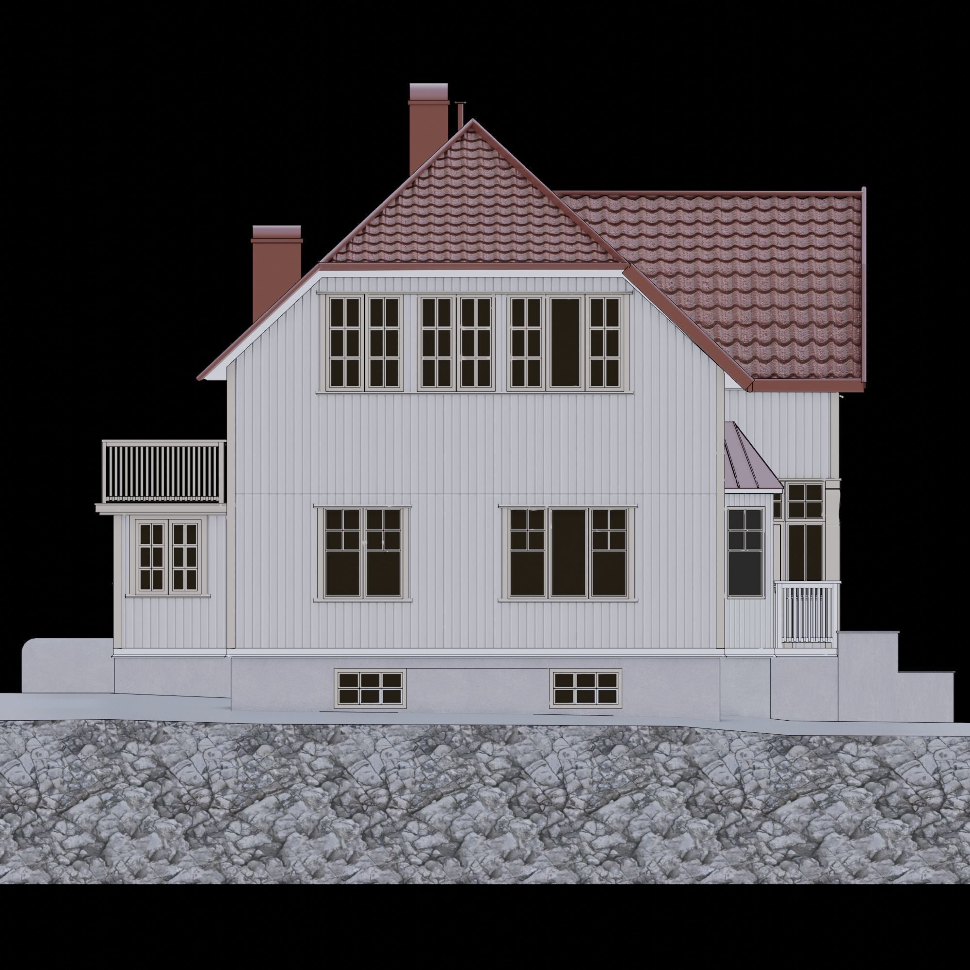 Castle style house 3D model_7