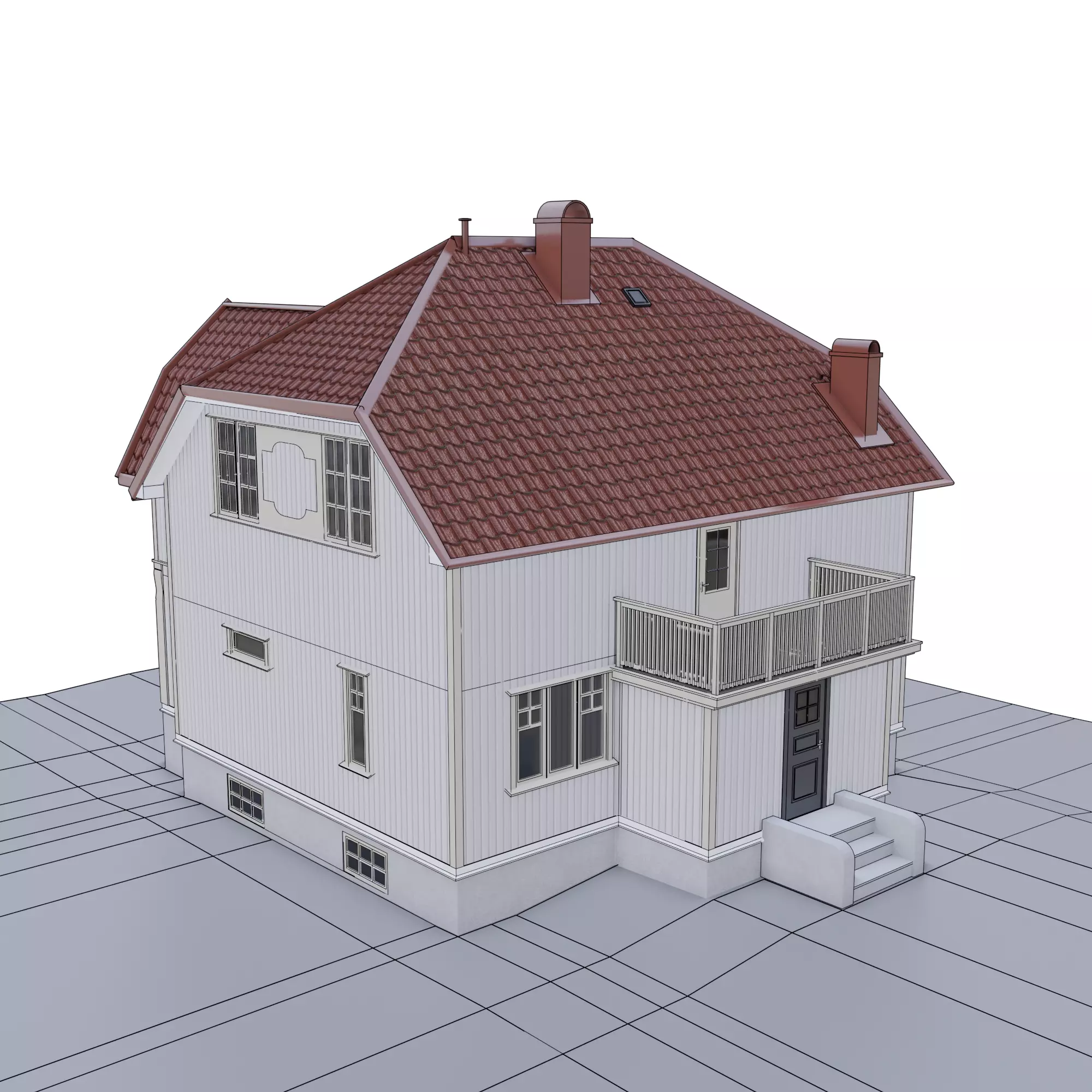 Castle style house 3D model_0